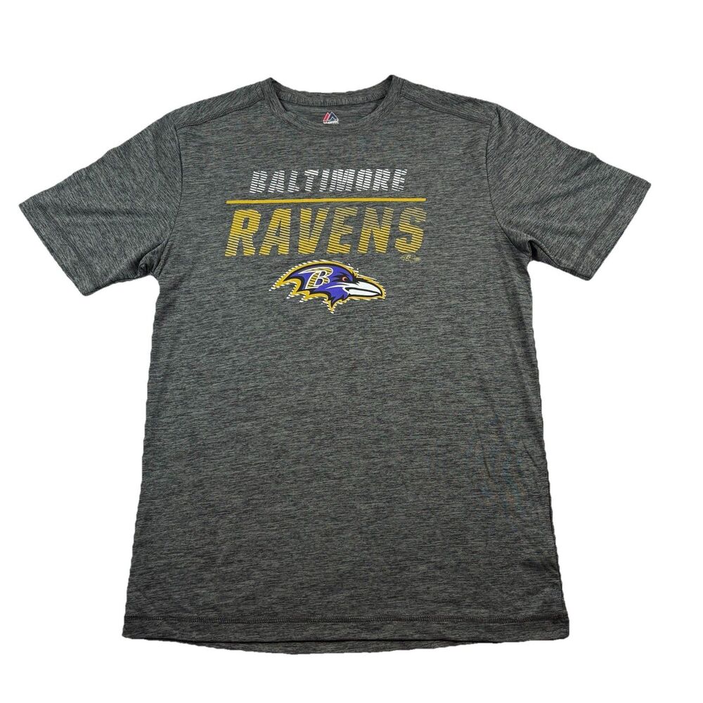 Baltimore Ravens Performance T Shirt Mens M Gray Majestic Coolbase NWOT